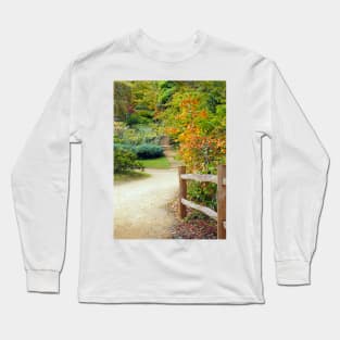 autumn leaves along a pathway Long Sleeve T-Shirt